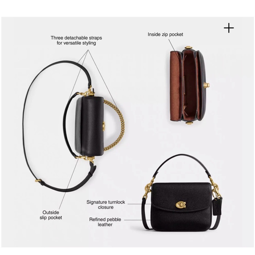 Coach Cassie 19 Black Crossbody Bag with Gold Chain - Picture 12 of 12